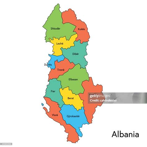 Albania Color Map With Regions And Names High-Res Vector Graphic ...