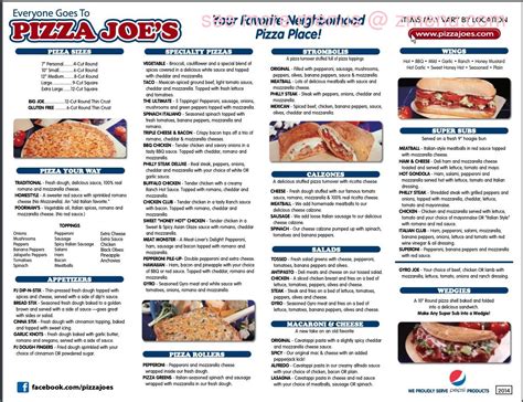 Menu At Pizza Joes Pizzeria Saegertown