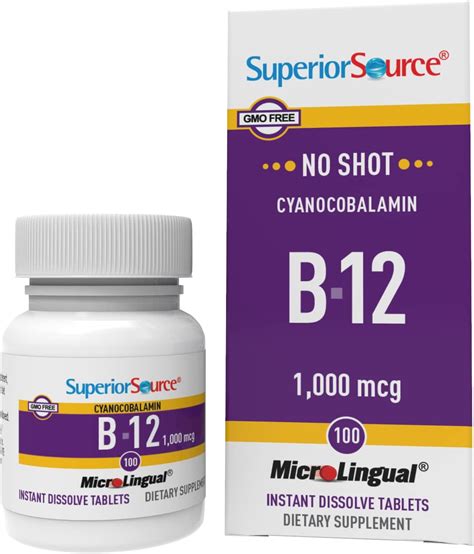 Superior Source No Shot Vitamin B12 Cyanocobalamin 1000 Mcg