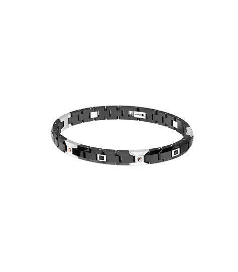 Bracciale Zancan Hi Teck Acciaio Ceramica Nera Spinelli EHB163