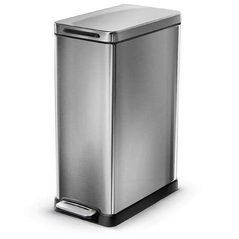 Home Zone Living 12 Gallon Slim Kitchen Trash Can Stainless Steel For