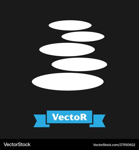 White Stack Hot Stones Icon Isolated On Black Vector Image