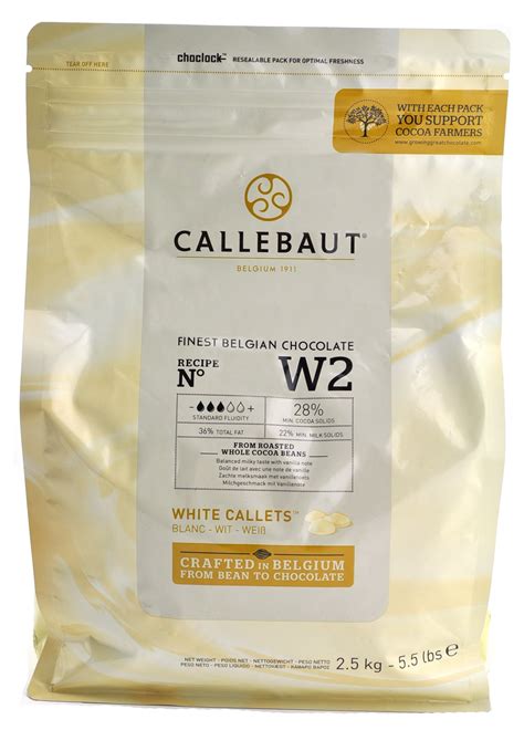 Callebaut W2 28 White Chocolate Callets 55 Lbs Chocolate 55 Pound