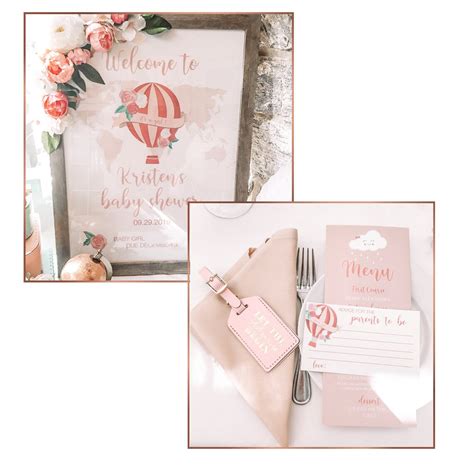 Baby Shower Printable Bundle Pink Hot Air Balloon Baby Girl Etsy