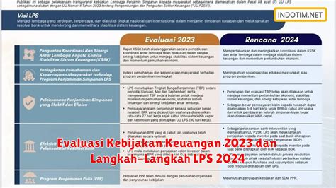 Evaluasi Kebijakan Keuangan 2023 Dan Langkah Langkah LPS 2024