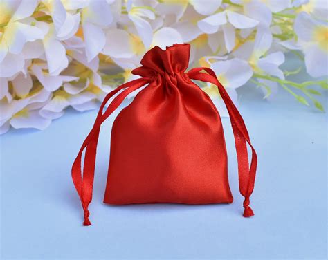 Custom Red Satin Jewelry Packaging Pouch Wedding Favor Etsy