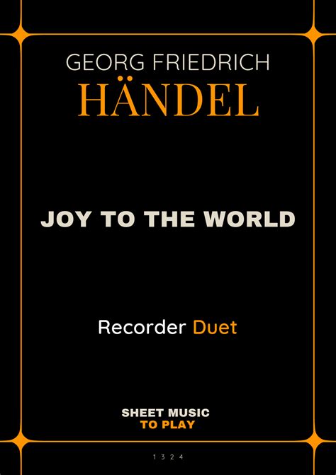 Joy To The World Recorder Duet Full Score And Parts Arr César