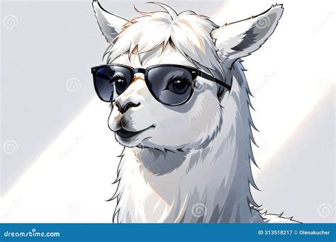 Pink Lama in Sunglasses, Cartoon Flat Isolated on White Background ...