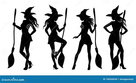 Silhouette Of A Sexy Witch Who Flies On A Broomstick Halloween Free