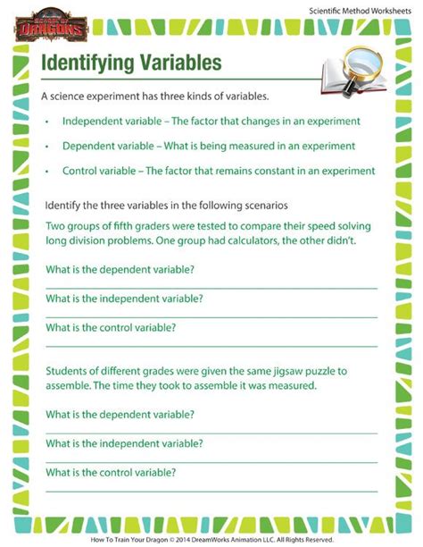 Identifying Variables Worksheet With Answers