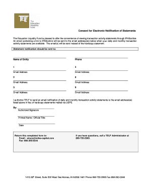 Fillable Online Consent For Electronic Notification Of Statements