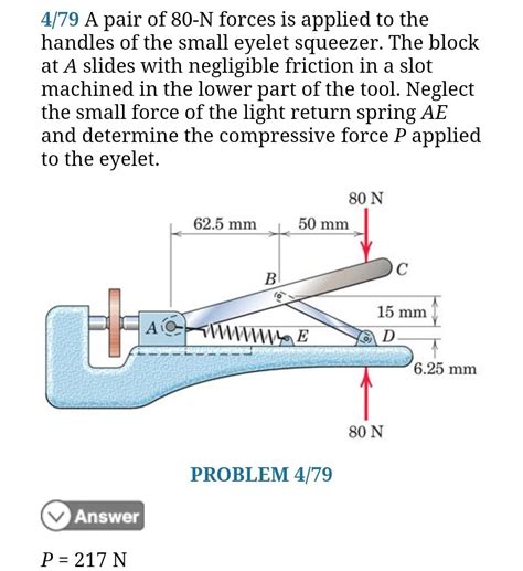 Solved 4/79 A pair of 80−N forces is applied to the handles | Chegg.com 