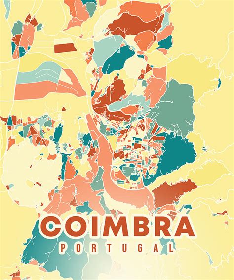 Coimbra Portugal Map Digital Art by Alexandru Chirila | Pixels