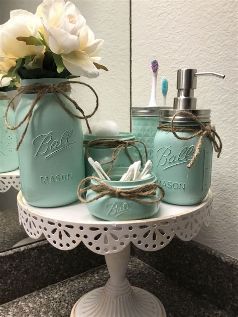 Mason Jar Bathroom Set Mason Jar Decorations Mason Jar Bathroom