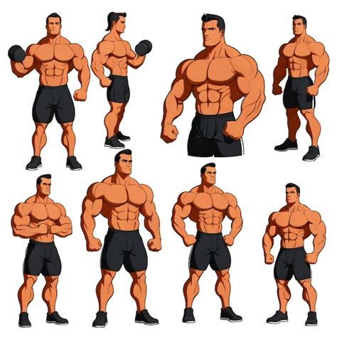 Premium Vector Bodybuilding Vector Set White Background Isolated A High