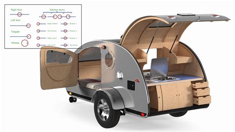 Metallic Vistabule Teardrop Camping Trailer Rigged D Model Max