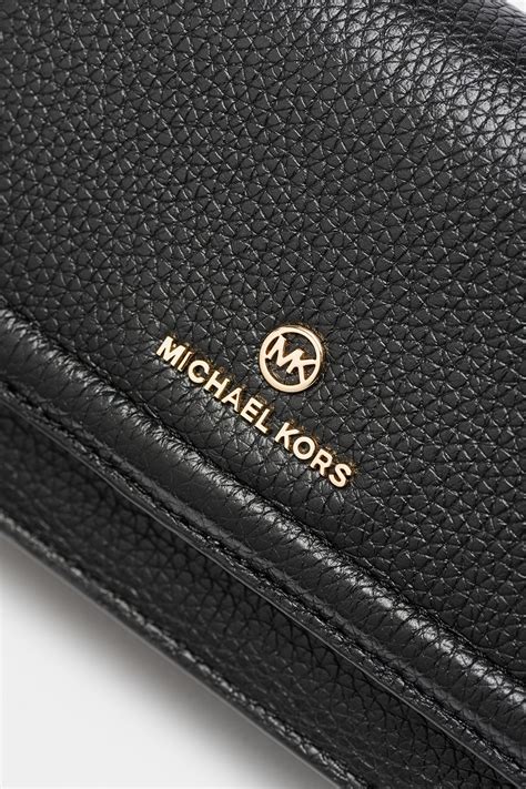Michael Kors, Кожено портмоне Jet Set с конвертируем дизайн, Черен ...