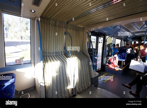 interior of sdx bendy bus showing articulated section Las Vegas Nevada USA Stock Photo - Alamy