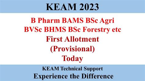 KEAM 2023 B Pharm Medical Medical Allied Courses Provisional