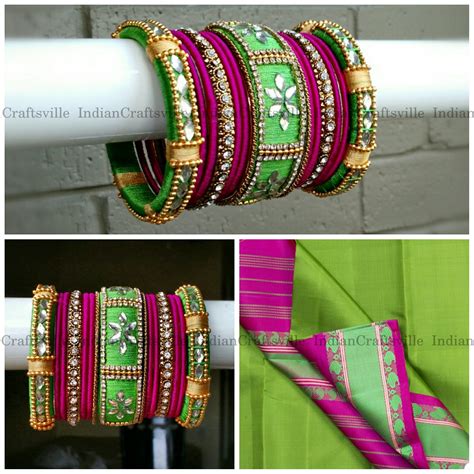 Silk Thread Bangles Indian Handmade Bangle Set Of 30 Green