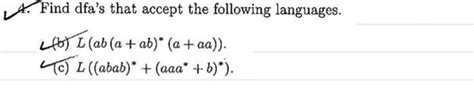 Solved Find Dfa S That Accept The Following Languages Chegg