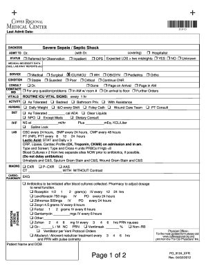 Fillable Online Severe Sepsis Septic Shock Fax Email Print Pdffiller