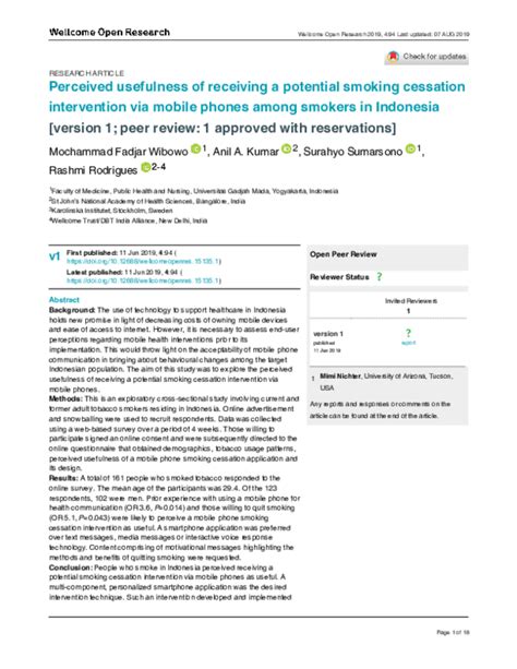 Pdf Perceived Usefulness Of Receiving A Potential Smoking Cessation