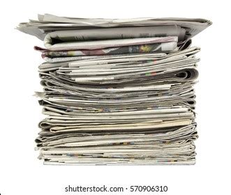 Pile Newspapers Isolated On White Background Stock Photo