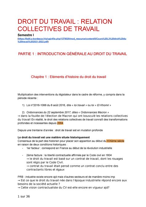 Droit DU Travail Relations Collectives DE Travail DROIT DU TRAVAIL