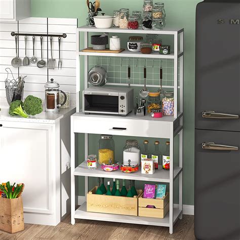 Tribesigns Kitchen Bakers Rack With Hutch 5 Tier Kitchen Utility