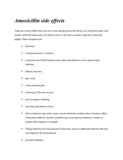 Amoxicillin Side Effects Amoxicillin Side Effects There Are Several Effects That Can Occur