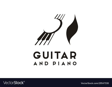 Guitar Strings And Piano Key Music Instrument Logo