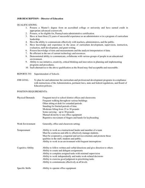 Director Of Education Job Description 2 1 Huntingdon Area School District