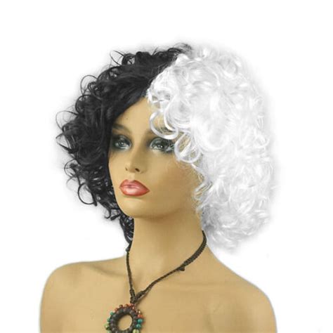 Movie Cruella Black And White Short Curly Wig Heat Resistant Synthetic Hair 2 Ht Ebay