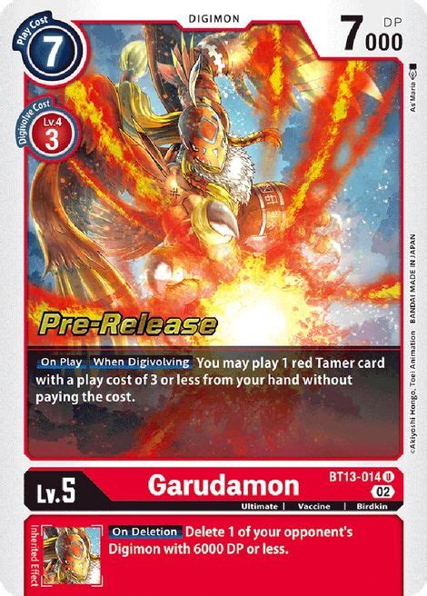 Garudamon Versus Royal Knights Pre Release Cards Digimon Card Game