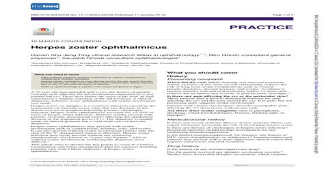 Herpes Zoster Ophthalmicus Bmj Herpes Zoster Ophthalmicuspdf · Pdf Filelive Attenuated