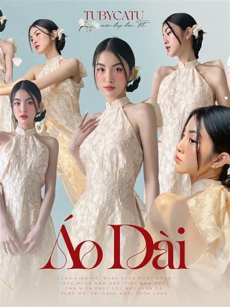 Áo dài Tubycatu yếm hoa nude S imqueenoffical