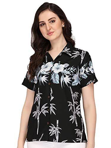 Hawaiian Shirt Women Allover Flower Aloha Beach Camp Swim Top Blouse Ebay