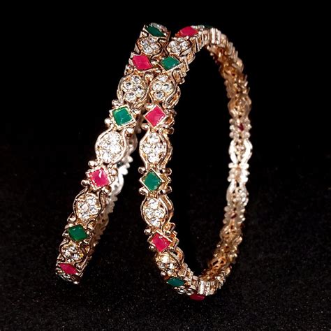 Indian Bangles Set Bangle Set K Gold Plated Traditional Ruby