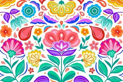 Free Vector Colourful Gradient Mexican Flowers Background Flores