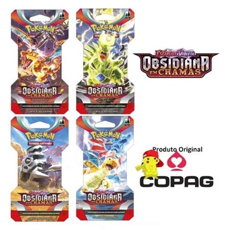 Kit 4 Booster Unitário Obsidiana em Chamas Pokémon EV3 Copag Deck