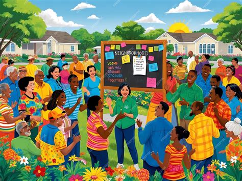 Community Gathering Neighborhood Meeting Illustration | Premium AI