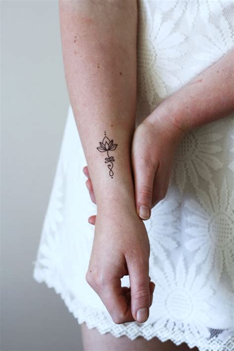 Unalome Lotus Temporary Tattoo Set Of Two Bohemian Temporary Etsy Uk