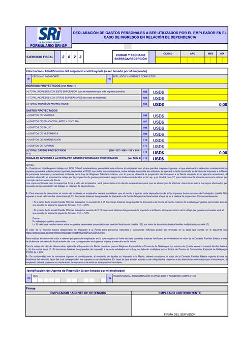 Formulario De Gastos Personales 2023 Sri Image To U