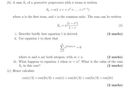 Solved B A Sum Sn Of A Geometric Progression With N Terms