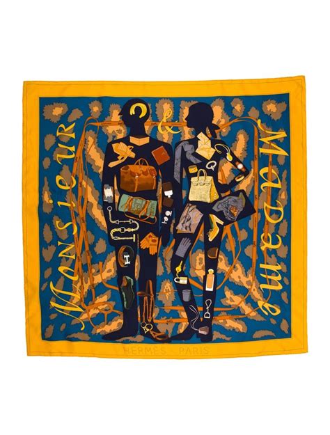 Herms Monsieur Et Madame Silk Scarf Sponsored Monsieur Herm