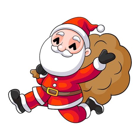 Premium Vector Santa Claus Running With The Bag Of The Presents