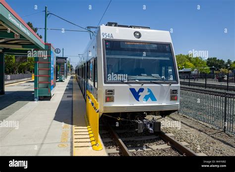 Valley Transit Authority Vta Light Rail Train At Mountain View