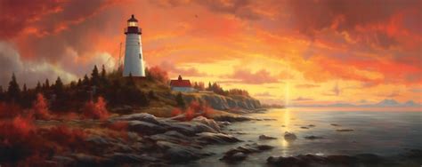 Premium AI Image | A painting of a lighthouse by person