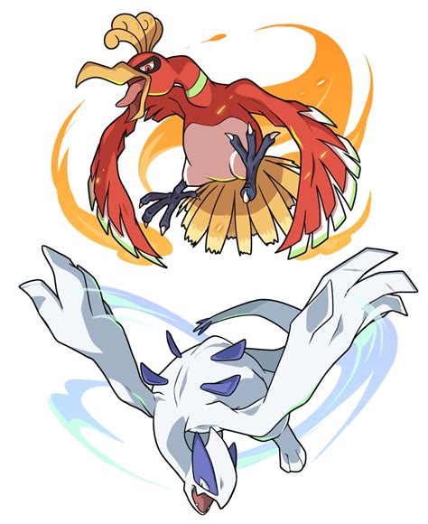 Lugia And Ho Oh Pokemon Drawn By Poyo Party Danbooru